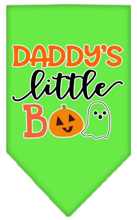 Daddy's Little Boo Screen Print Bandana Lime Green Small